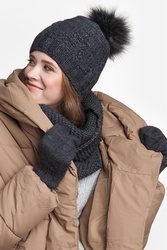 Pamami komplet czapka komin rękawiczki ocieplany ciemnoszary