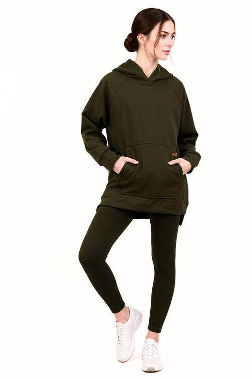 Vivisence 9207kmpl komplet bluza z kapturem, prążkowane legginsy zielony