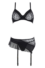 Komplet biustonosz + stringi + pas do pończoch Casmir Kitasana set black