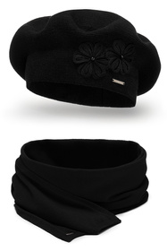 Vivisence 7007Kmpl Komplet beret+szalik, czarny