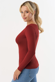 Babell Manati bluzka wiskozowa z długim rękawem marsala