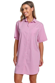 Doctor Nap TM.7427 koszula nocna rozpinana krótki rękaw miami pink