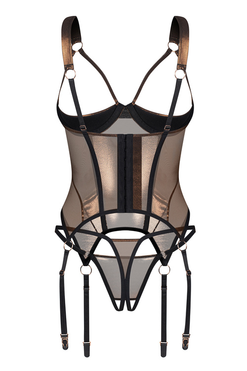 Gorset sexy Obsessive Soranna corset & crotchless thong black
