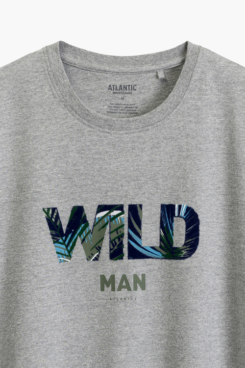 Atlantic NMP-392 piżama męska z napisem WILD szary melanż/granat