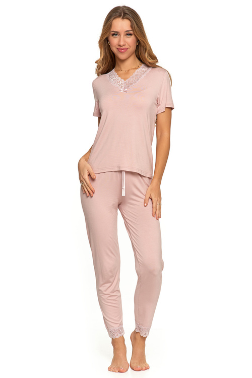 Moraj PDD5000-010 piżama damska bambusowa z koronką pink