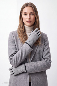 Vivisence 7221 rękawiczki dzianinowe z częścią skórzaną, grey-black