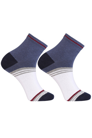 Moraj CSM180-053 skarpety za kostkę bawełniane męskie patt 3-biały/granat