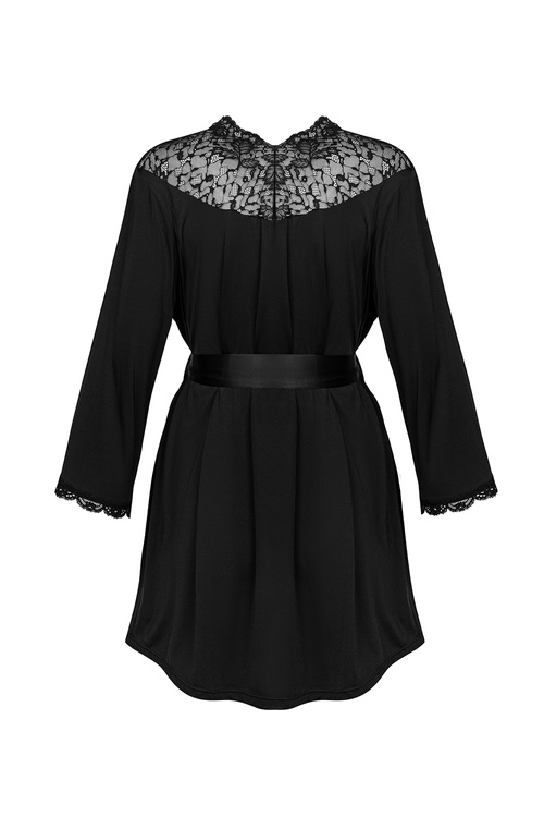 Nocna peniuar Obsessive Bellastia peignoir czarny