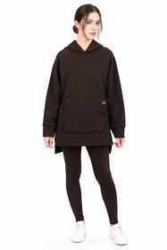 Vivisence 9207kmpl komplet bluza z kapturem, prążkowane legginsy brązowy