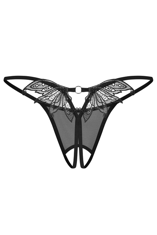 Obsessive Zaliya stringi otwarte z koronkowym tyłem black