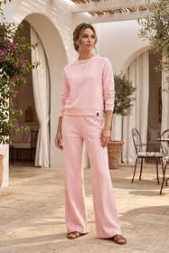 Vivisence 9208kmpl komplet dresowy bluza i spodnie w kant różowy