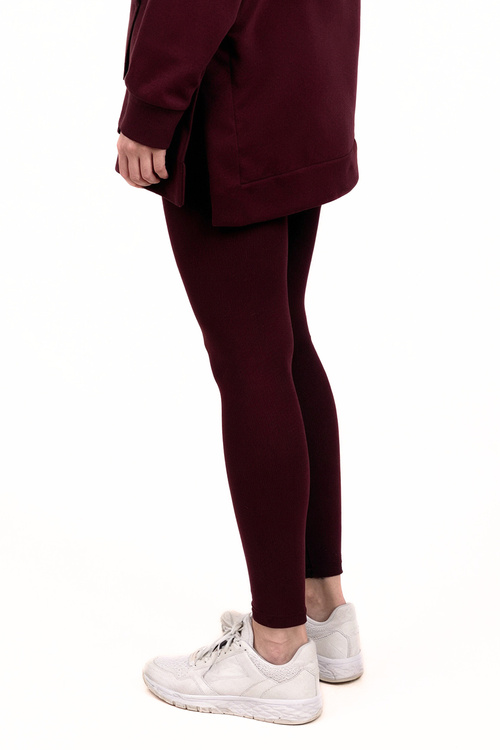 Vivisence 9106 legginsy prążkowane z bawełny bordowy