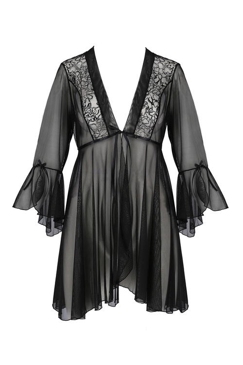 Nocna peniuar Passion Primula peignoir black