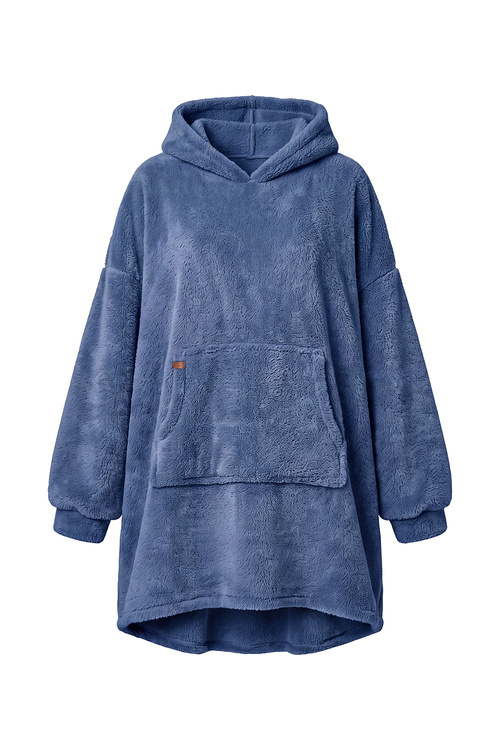 Vivisence 5028 szlafrok z kapturem oversize z kieszenią, jeansowy