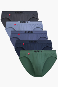 Atlantic 5SMP-004 5-pack slipy klasyczne z logo zielony/granat/niebieski/indygo/ciemnoniebieski