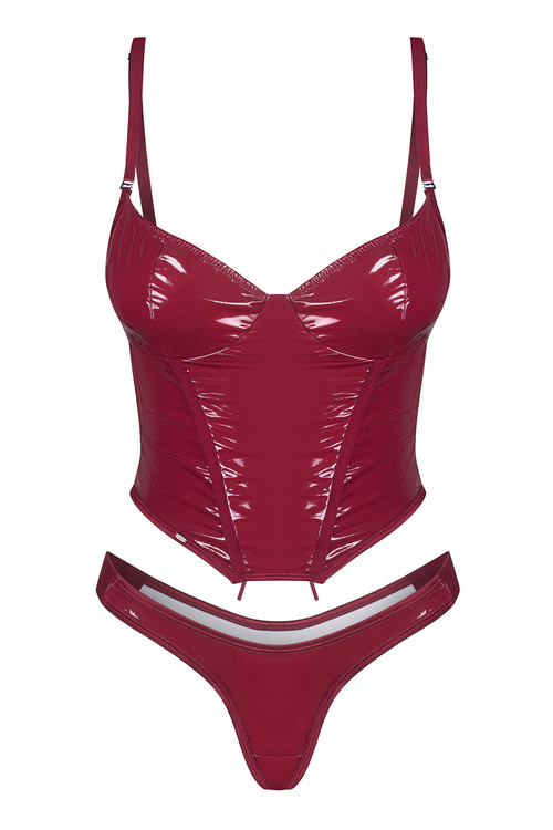 Obsessive Redya corset & thong gorset z połyskiem red