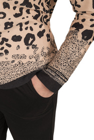 Vivisence 2061 piżama w panterkę z koronką czarno-beżowy