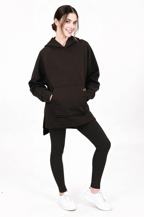Vivisence 9207kmpl komplet bluza z kapturem, prążkowane legginsy brązowy