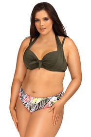 Lorin L2522/3 kostium dwuczęściowy z klamerką khaki/wzór