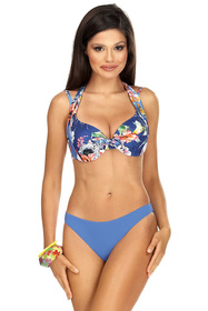 Lorin L2467/2 bikini z fiszbinami i gładkimi figami niebieski/kwiaty