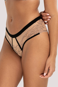 Unikat Atina szorty z koronkowymi wykończeniami beż-czarny