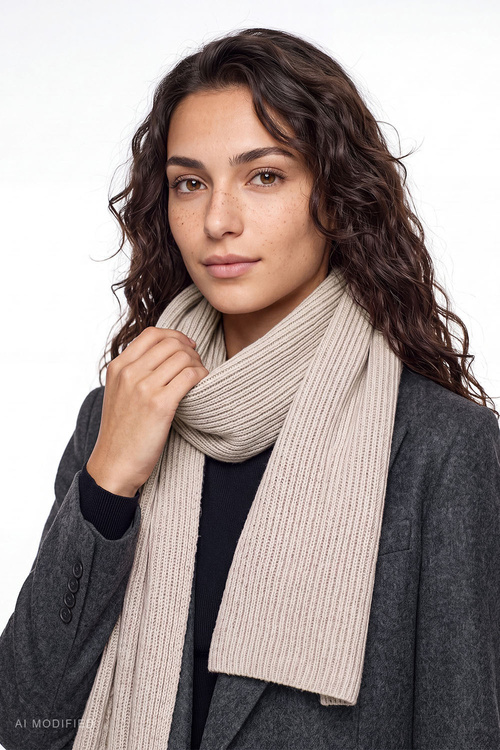 Vivisence 70133 KMPL komplet czapka i szalik wełna merino, beżowy