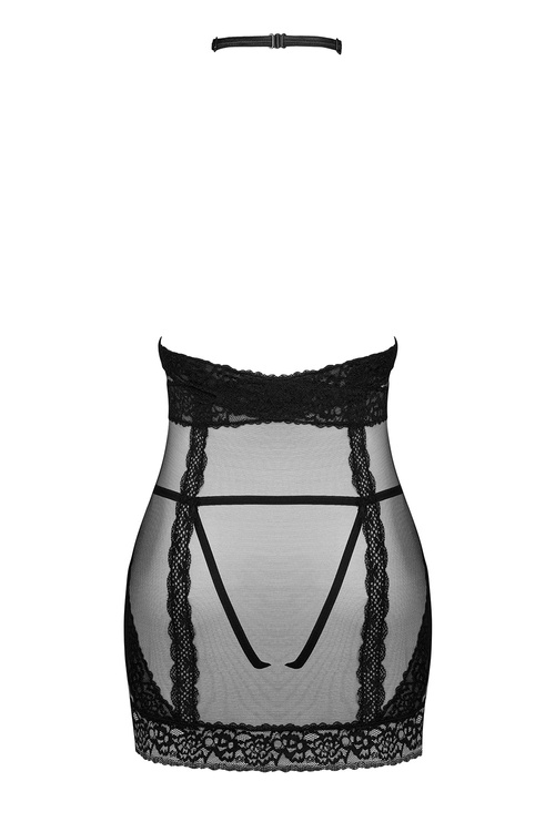 Obsessive Lacrisia chemise Nocna komplet koszulka + stringi, black