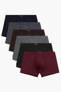 Atlantic 6SMH-001 bokserki męskie 6-pack gładkie, burgund/czarny/khaki/brąz/grafit/czarny