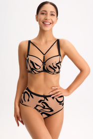 Bella Misteria 68-156 Czarny Agat biustonosz miękki z paseczkami czarno-beżowy