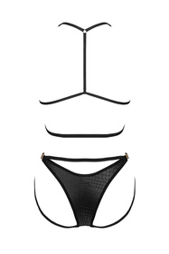 Obsessive Cobra Nive set Nocna komplet biustonosz + figi, czarny