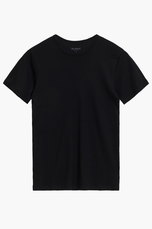 Atlantic BMV-048 t-shirt dopasowany z okrągłym dekoltem czarny