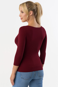 Babell Manati klasyczna bluzka z rękawem 3/4 bordo