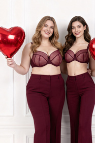 Vivisence 1090 biustonosz miękki z siateczki, na fiszbinach bordowy