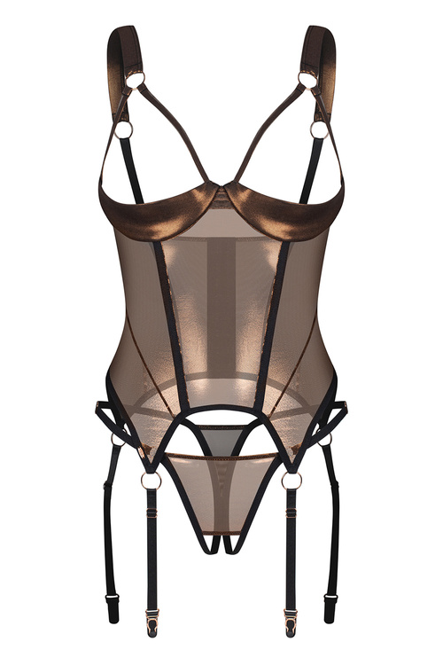 Gorset sexy Obsessive Soranna corset & crotchless thong black