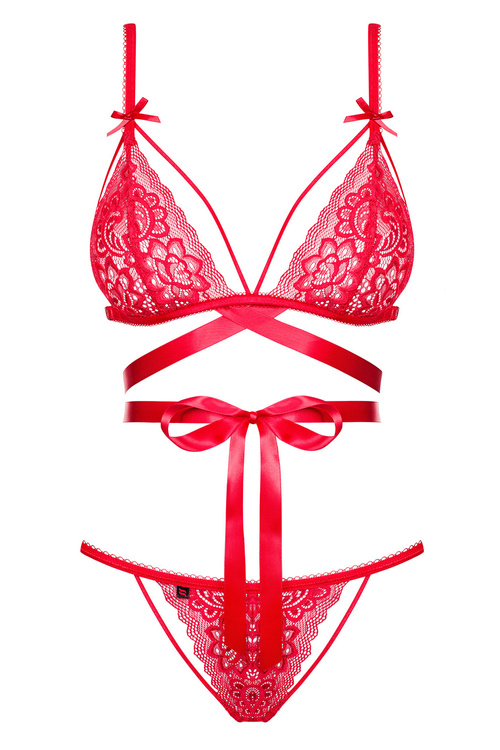 Obsessive Lovlea set Nocna komplet biustonosz + figi, czerwony