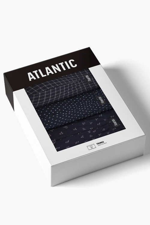 Atlantic 3MH-242 bokserki 3-pack bawełniane z nadrukiem, granatowy