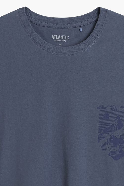 Atlantic NMP-410 piżama męska z długim rękawem Peach Effect, niebieski/granat