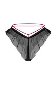 Obsessive Parisel panties figi z falbanką i paskami, bordo-czarny