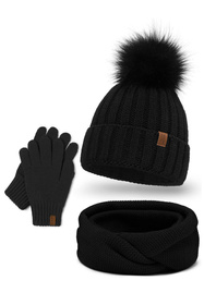 Komplet czapka+komin+rękawiczki Vivisence 70100 Kmpl+R czarny 