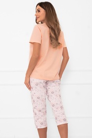 Piżama Italian Fashion Satui kr.r. sp.3/4 łosoś/druk