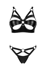 Nocna komplet biustonosz + stringi Obsessive Armares 2-pcs set czarny