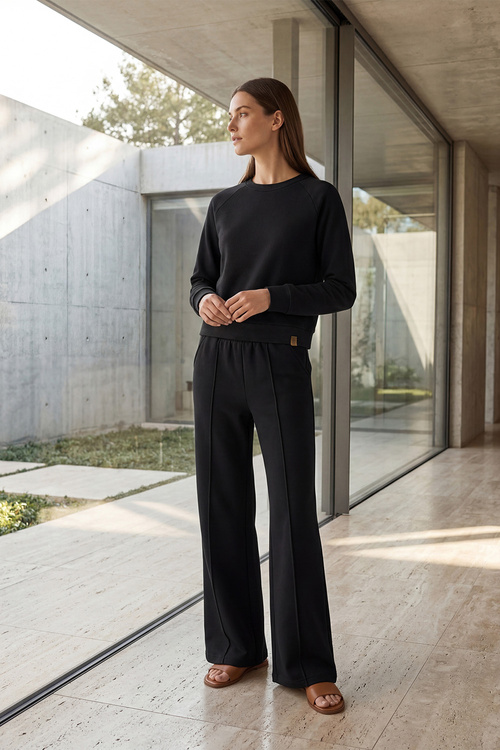 Vivisence 9208kmpl komplet dresowy bluza i spodnie w kant czarny