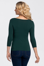 Babell Manati klasyczna bluzka z rękawem 3/4 butelkowa zieleń