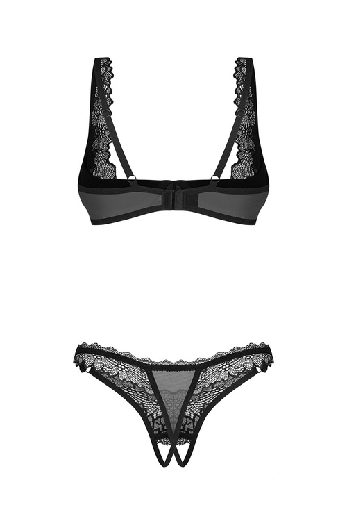 Komplet półbiustonosz + stringi Obsessive Deina More 2-pcs crotchless set black