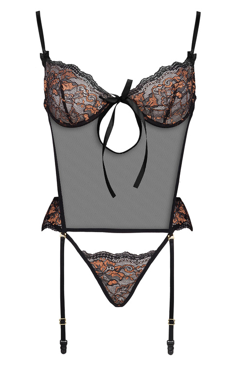 Beauty Night Goldie corset gorset z fiszbinami i podwiązkami black