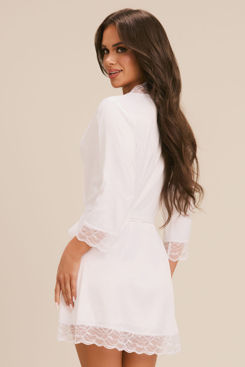 Obsessive Weddya peignoir peniuar z koronką i paskiem white