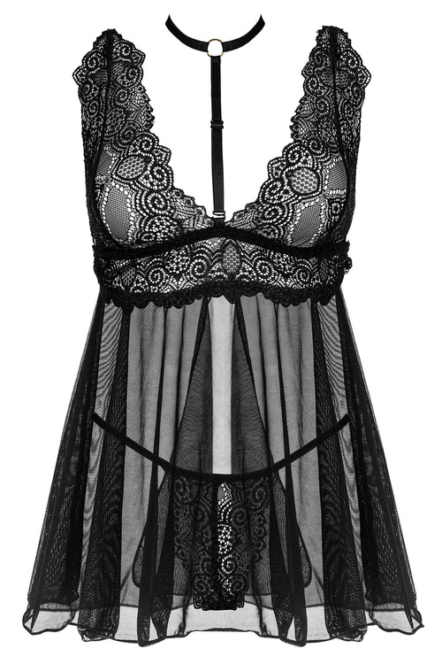 Beauty Night Milana babydoll BN6758 koszulka z koronką black