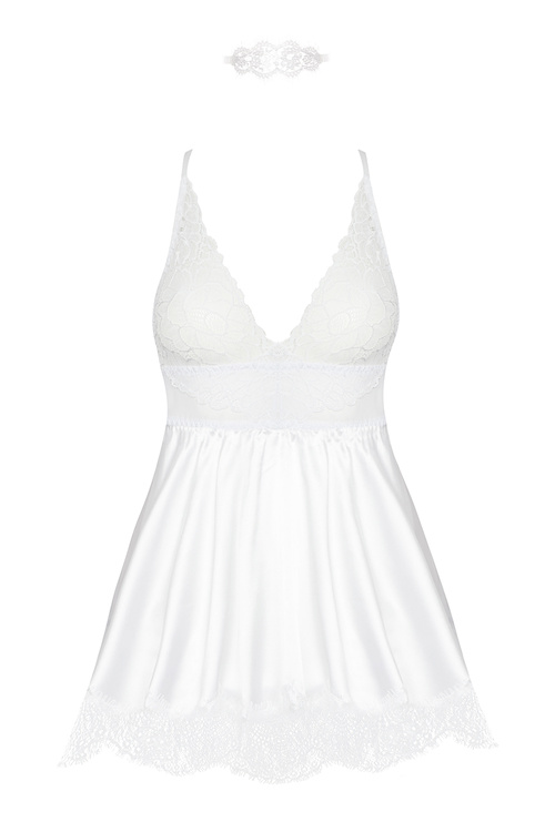 Komplet koszulka + stringi Beauty Night Eve chemise BN6548 white
