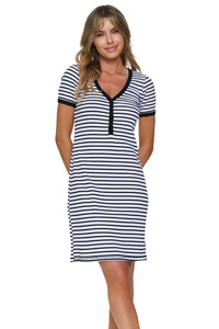 Doctor Nap TM.7539 Koszula nocna bawełniana z zatrzaskami, stripes