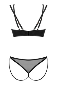 Nocna komplet biustonosz + stringi Obsessive Nesari 2-pcs set czarny 
